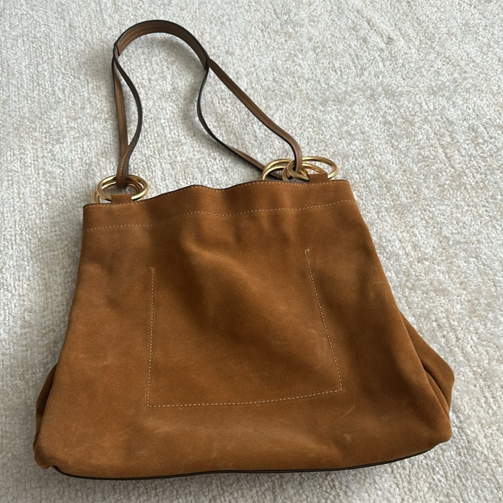 tory burch brown suede tote bag - Picture 5 of 9